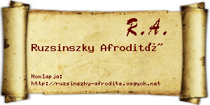 Ruzsinszky Afrodité névjegykártya